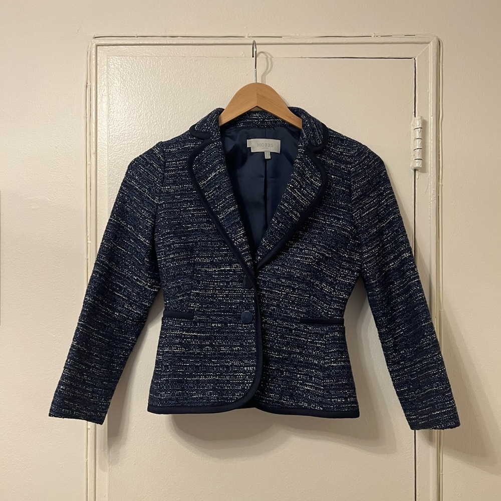 Hobbs London Navy Work Short Blazer US Size 4